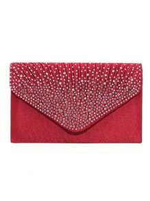 Sac de soirée de luxe pour femmes avec décorations de strass et chaîne d'épaule, set d'accessoires de robe de soirée comprenant des boucles d'oreilles, un collier, un bracelet réglable