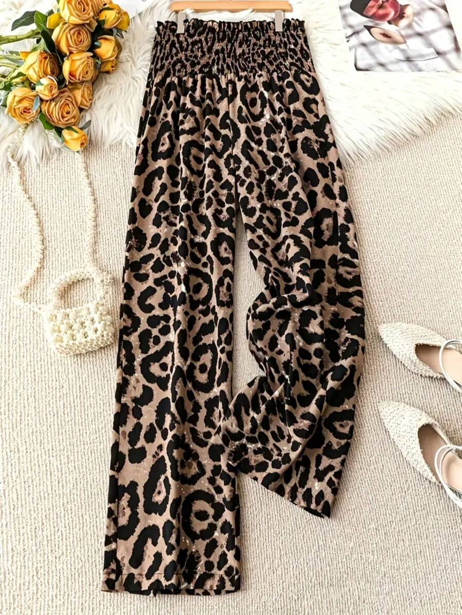 Elegant And Casual Spring, Summer And Autumn Leopard Print Pants, Showing Temperament