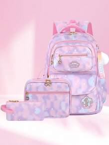 3 Pieces/Set Girls School Backpack With Lunch Bag And Pencil Case, Outdoor Travel Bag, Large Capacity Lightweight Student Schoolbag, Back To School Essential, Suitable For Teenage Girls Students At School And Daily Use