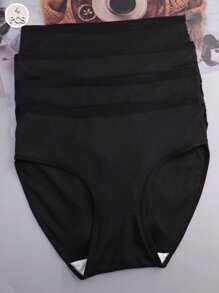 4 piezas Bragas deportivas de cintura alta, transpirables, lindas y cómodas para mujeres