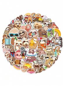 50PCS Cute Cartoon Sloth Stickers, Waterproof PVC Material, Suitable For Helmet Decoration, Scrapbooking, Car Decor, Party Decoration, Labels, Laptop, Luggage, Guitar, Water Bottle, Phone Case, Urban Youth Decoration