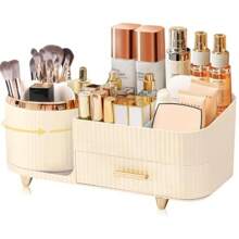 Revolving Jewelry Cabinet Rotating Makeup-Organizer-Countertop For Vanity Skincare Organizer And Storage Cosmetics Display Cases Organizer Lotions Makeup Perfume Organizer With Brush Holder,Cream