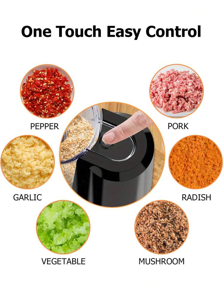 PANCERKA 电动蔬菜切碎机和迷你食品加工机，电动食品切碎机 1.5 杯，用于切丁、切碎和制成泥状，黑色 - 美規A型插(110-127V) - 查看 5