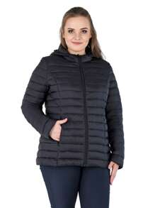 Women's Plus Size Puffer Jacket Quilted Lightweight Padding Hood Packable Coat - Black - View 1