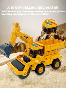 3-In-1 ABS Construction Vehicle Toy With Lights And Sounds, Includes Excavator, Dumper And Bulldozer Functions