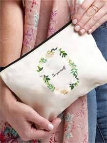 Flowers, Butterflies, Bows, Love, New Autumn Collection, Christmas Gift, Holiday Essential, Halloween, Christmas, Clutch, Coin Purse, Toiletry Bag, Makeup Bag, DIY, Gift For Girlfriend, Valentine's Day, Gift For Mom, Mother's Day, Travel, Bags, Women's Handbag, Travel Essential, Tote Bag, Customized Name - Beige - View 6