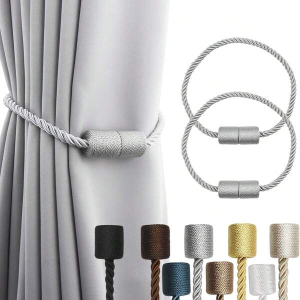 2pcs Curtain Tie Backs, Powerful Magnetic Curtain Holders Modern Upgraded Strong, New Twisted Decorative Tiebacks Gifts Birthday Graduation