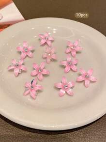 10 pezzi di fermagli per capelli a fiore rosa, accessori per capelli alla moda e carini - Rosa - Visualizzare 3