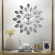 1 件现代静音金属挂钟 - 电池供电装饰钟，时尚设计，易于阅读的表盘，适合客厅卧室挂钟，完美的家居装饰 - 多色 - 查看 4