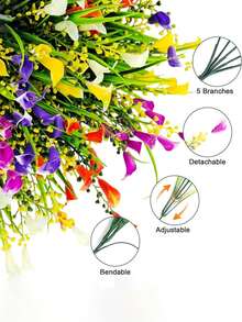 户外马蹄莲仿真花，抗紫外线塑料假植物，色彩鲜艳的仿真百合，适用于家庭花园、花盆、门廊、窗台装饰、室内花园、庭院、窗台、厨房、家居装饰，多种颜色可选，户外装饰，适合室内外花园、窗台、门廊、花盆，春季装饰（多色） - 彩色 - 查看 7