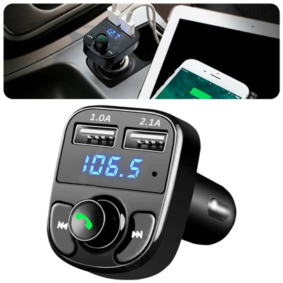 Adaptador Receptor Bluetooth Para Carro Transmissor Automotivo MP3 Car Player FM Funções Multifuncionais