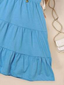 Kit 2 Children's Dresses Summer Loose Fresh Children's Fashion Youth BloggerChurch Party Wedding Graduation Foreigner Influencer Photo Blogger Loose Ideal For Events - 彩色 - 查看 5