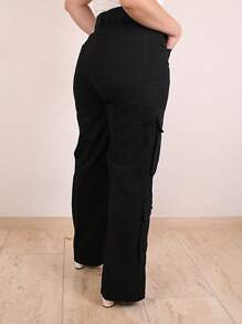 Cargo Dress Pants With Flap Pockets - 黑色 - 查看 3