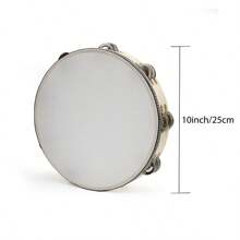 4/6/8/10 Zoll Tamburin für Erwachsene, handgehalten, aus Holz, mit einfacher Reihe Metallschellen, Musik-Tamburin, Geschenkidee, Rhythmus-Percussion-Instrument für Party, KTV (Drumsticks nicht enthalten), Tamburin, Musikinstrumente, Drumsticks