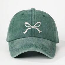 1pc Embroidered Bow Washed Snapback Cap, Breathable Outdoor Baseball Cap, Adjustable Golf Sun Hat For Women, Fashion Curved Brim Sun Hat For Men, Suitable For All Seasons - Embroidery - View 17