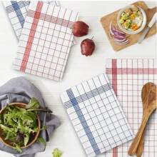 1/2/4/6/8/12 pièces Serviettes de cuisine ultra-douces, super absorbantes, à motifs carreaux et rayures, chiffons à vaisselle rouges / bleus / noirs, parfaits pour la maison et la salle à manger