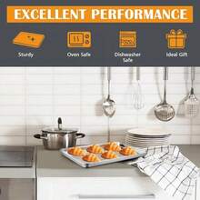 2Pcs Baking Sheet Pan Set, Joyfair Stainless Steel Cookie Sheets, Commercial Metal Pans Toaster Oven Tray Bakeware Roll/Bread/Bacon, Heavy Gauge, Rust-& Dishwasher Safe (9 Inch) - 12.5英寸 - 查看 4