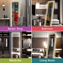 HASIPU 56" X 16" Full Length Mirror With LED Lights, Full Body Mirror With Triangle Pattern Light, LED Free Standing Floor Mirror, Wall Mounted Mirror Dimming & 3 Color Modes Suit For Bedroom,Living Room Bathroom Accessories Back To School - US A Type Plug(110-127V) - View 8