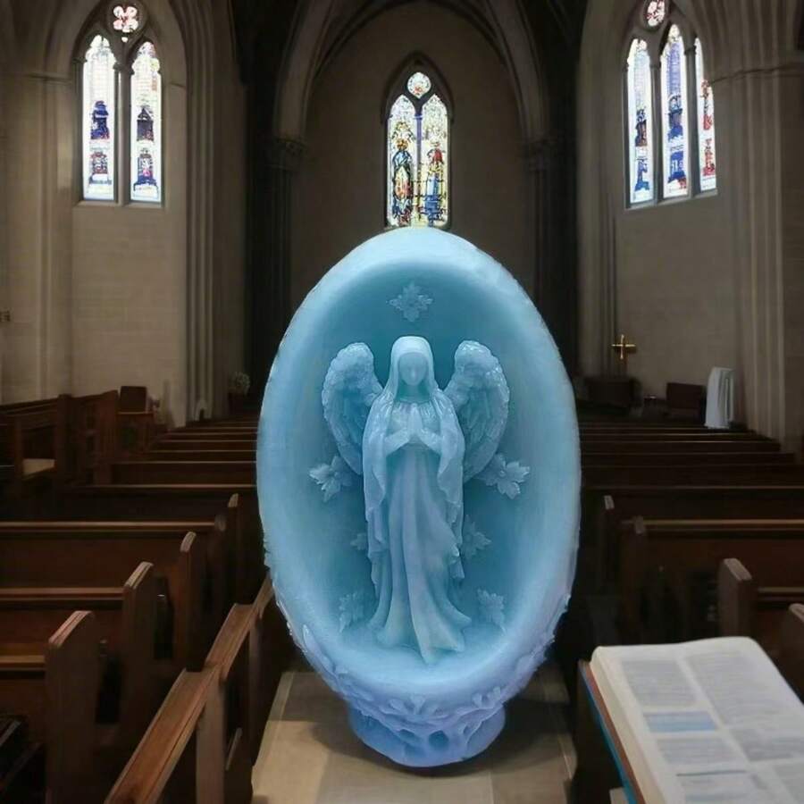 1 Khuôn nến thơm hình quả trứng Phục sinh mới bằng silicon, Trứng Chúa Jesus tự làm, Trứng Đức Mẹ Đồng Trinh, Khuôn silicon đá thơm tinh dầu - trắng - Xem 1