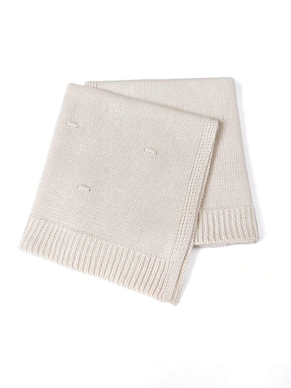 1pc Newborn 100% Cotton Knitted Blanket, Soft & Simple Ball Design, All Season Gift Wrap