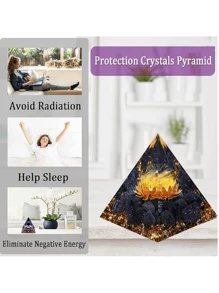 能量金字塔奥根灵气天然紫水晶球疗愈水晶脉轮工具装饰品树脂石工艺品儿童金字塔家居装饰礼物，创意水晶树脂桌面装饰，适合圣诞节、万圣节、父亲节