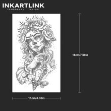 INKARTLINK 1 szt. 11*18 cm INKARTLINK Botanical Juice Pattern Masquerade Queen Tymczasowy tatuaż, Magiczny tatuaż, Trwa 15 dni, Półtrwały tatuaż, Realistyczny fałszywy tatuaż, Trwa 1-2 tygodnie