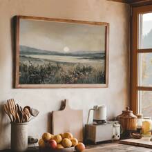 1 幅无框复古湖山田野日落帆布海报横向印刷复古抽象风景乡村墙壁艺术画乡村风农舍装饰画适用于大学房间、公寓、卧室、客厅、简约家居装饰 - 彩色 - 查看 2