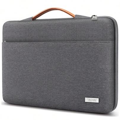 TECOOL Túi đựng laptop có tay cầm, phù hợp với laptop 12.3-16 inch và Chromebook, chống sốc và chống nước, màu xám đậm.