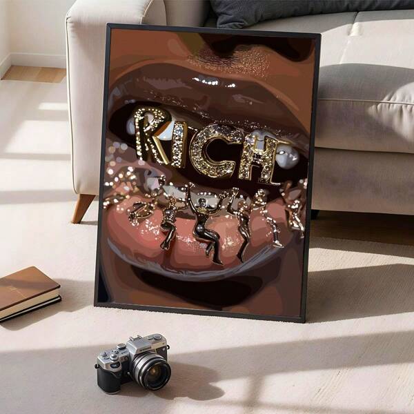 1pc Black Fashion Wall Art Picture Black Afro Canvas Prints Paintings Black Rich Quote Posters Decor For Bedroom, Living Room, Or Dorm Wall Decor Gift For Her Unframed Or Framed