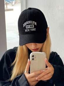 1pc Adjustable Brooklyn NY Logo Embroidered Baseball Cap For Women & Men, Lightweight And Breathable Sport Cap, One Size Fits Most - 1pc - View 3