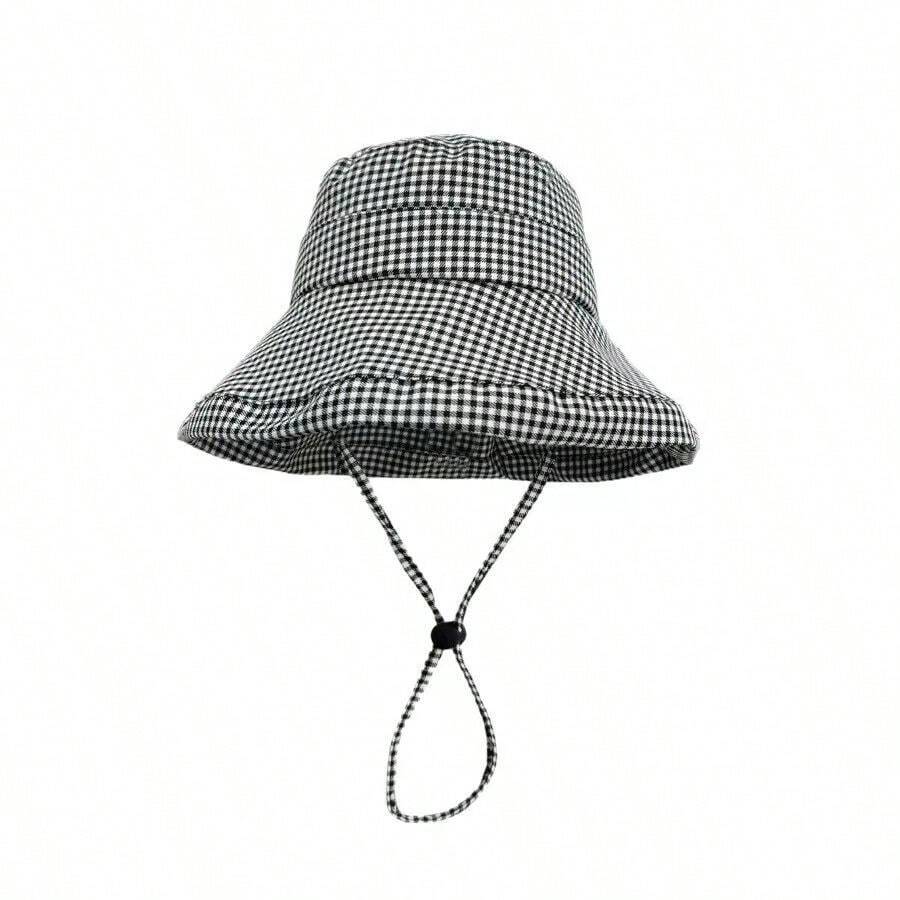 Korean Ins Style Plaid Wide Brim Bucket Hat, UV Protection Sun Hat For Women, Suitable For Spring, Summer And Autumn - Multicolor - View 1