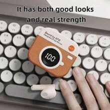 Tai nghe không dây Q86 Retro Camera Leather thiết kế đẹp, tai nghe nhét tai bán trong tai có màn hình kỹ thuật số và độ trễ thấp khi chơi game - Nhiều màu - Xem 2