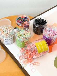 500pcs/Bottle Mini Colorful Elastic Hair Ties For Girls, Disposable, 0.6inch/1.5cm Small Size Suitable For Fine Hair Or Braiding Ponytail Holders Hair Elastics Hair Rubber Bands Scrunchies Hair Rope, Hair Bobbles