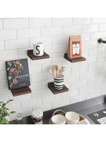 Étagère murale flottante de 5 x 5 pouces, étagère murale en bois de style campagnard, convient pour la décoration de la chambre, du salon, de la cuisine, de la salle de bain, du jardin, des mariages et de la maison