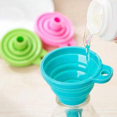 Set de 3 embudos - Embudo mini, embudo plegable de silicona para agua, líquidos y aceites, accesorios de cocina pequeños, esenciales para apartamentos y dormitorios, útiles escolares