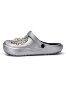 CIVHOM Customized Fashionable Women Slippers, Comfortable Non-Slip Lightweight Breathable Sandals With Shiny Decoration, Suitable For Various Festivals And Parties - Silver - View 4