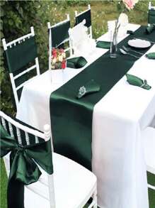 Bộ 2/5/10 khăn trải bàn bằng vải satin màu xanh đậm, thích hợp cho các sự kiện tại khách sạn, tiệc sinh nhật, tiệc Giáng sinh và các dịp khác. - Màu xanh lá cây đậm - Xem 8