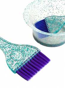 2Pcs/Set Professional Hair Coloring Tools Transparent Shiny Material, Double-Sided Hair Coloring Brush And Non-Slip Hair Coloring Bowl,Suitable For Home Salon Hair Coloring Salon Hair Coloring,Hair Tools,Hair Products And Accessories For Barber Salon Beauty Travel Essentials