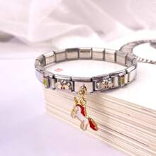 1 Pc Cross Border Popular Pentagram Elastic Bracelet DIY Italian Module Splicing Bracelet - Silver - View 22