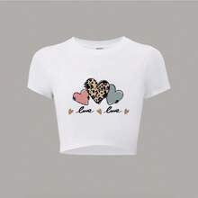 Cute Bee - Themed Crop Round Neck Short - SLeeve T - Shirts, Basic Tees, And Graphic Crop Tops Are Summer Women's Tops.