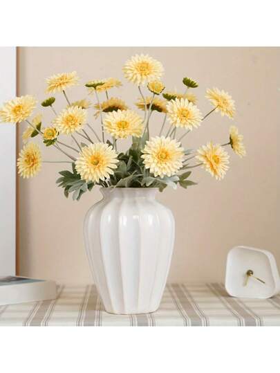 1pc Boho Wit Plastic Vase Lightweight Flower Display Living Room Weddings Viral Home Moderne Minimalist Glass view 2