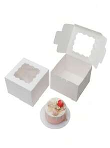 Set Of 5 Single-Portion Cupcake Packaging Boxes With Window, Muffin Boxes, Pastry Boxes, Cupcake Boxes, Tart Takeout Boxes, Suitable For Parties And Gatherings (Stickers Not Included) - Multicolor - View 4