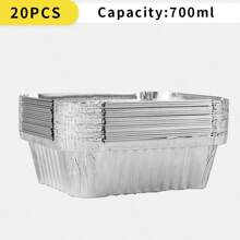 20pcs/Set Multi-Size Aluminum Foil Baking Tray, Takeout Food Container, Aluminum Foil Pan, Suitable For Baking, Heating, Food Storage, Outdoor Meal Prep - Silver - View 13