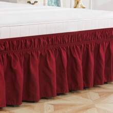 1pc Ruffled Ultra-Soft Microfiber Bed Skirt, Adjustable Elastic Wrap Around Bedskirt, Super Soft, Cozy, Breathable, Wrinkle-Resistant, Suitable For All Seasons, Ideal Gift For Comfortable And Cozy Bedroom, Hotel, Dormitory