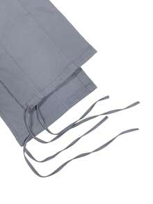 Women's High Waist Drawstring Large Pocket Casual Cargo Pants - Light Grey - View 9