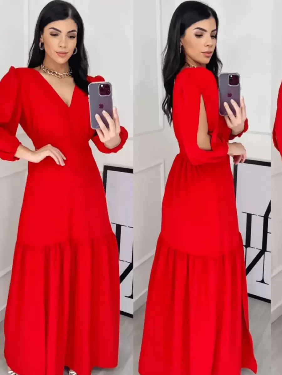 Evangelical Fashion Duna Long Dress Hollow Out, Slit Elegant Luxury Party - Đỏ - Xem 1