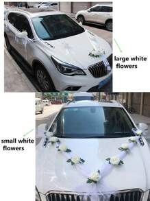 9 pièces DIY Décoration de la Saint-Valentin Décoration de mariage en tissu Décoration de voiture de mariage Fleurs roses simulées, Décoration de maison Fleurs artificielles en soie rose, Convient pour diverses décorations de voiture, Diverses décorations de voiture de mariage