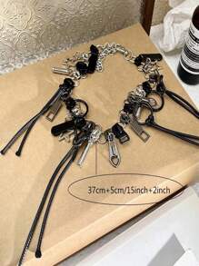 1 Stück Europäischer & Amerikanischer Reißverschluss Pentagramm Seil Mehrfach Design Anhänger Halskette. Luxuriöse & einzigartige Statement Halskette Choker für Frauen Männer, süß & heiß Mädchen Dekolletes Kette, geeignet für Party, beste Freunde, Paar Geburtstag Geschenk