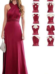 Women's Convertible Bridesmaid Dress Wedding Infinity Dress Multi-Way Dress Twist Wrap Dress