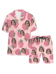 Spring New Men Customized Pajamas Set, Personalized Printed Casual Comfortable Lapel Cardigan 2 Pieces Sleepwear - Multicolor - View 4